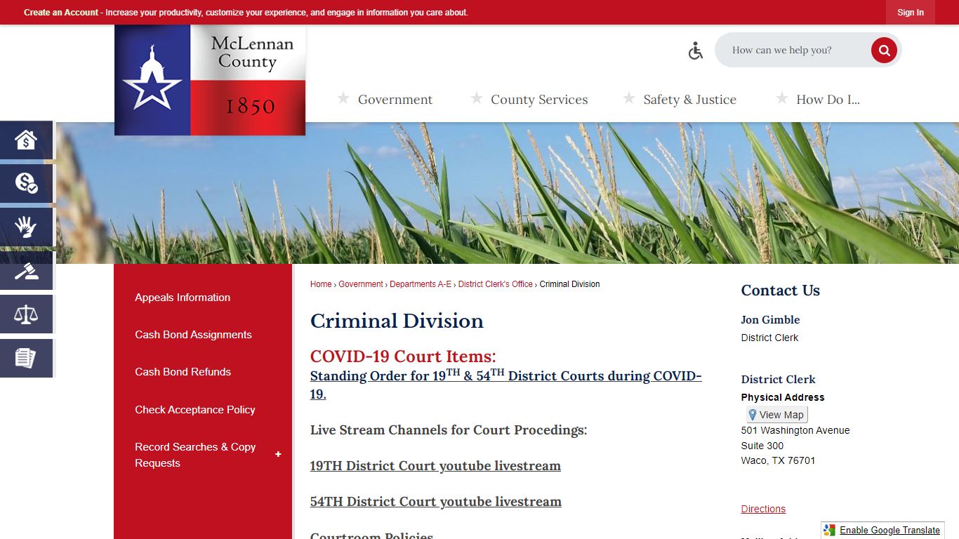 Criminal Division | McLennan County, TX