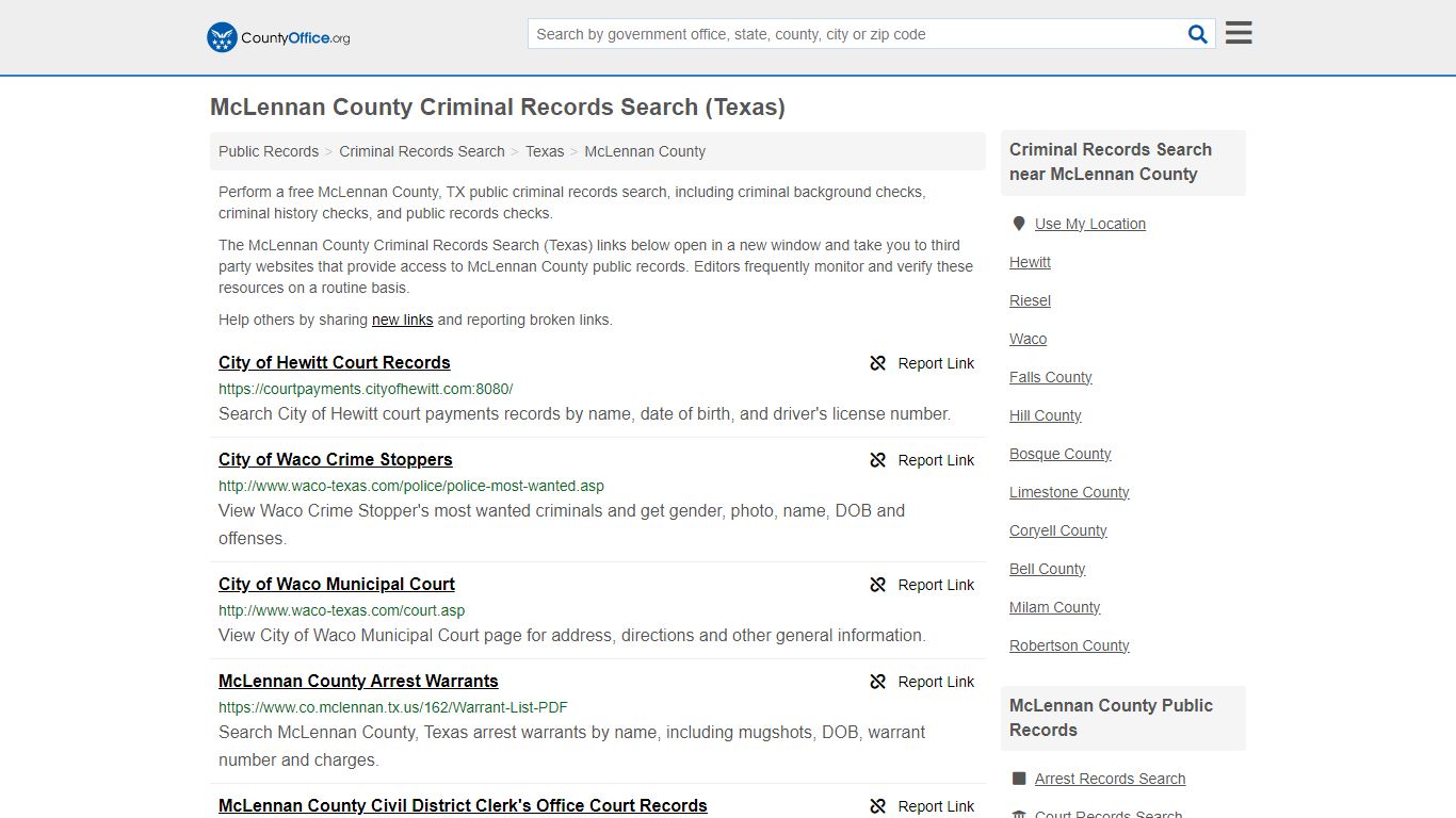 Criminal Records Search - McLennan County, TX (Arrests, Jails & Most ...