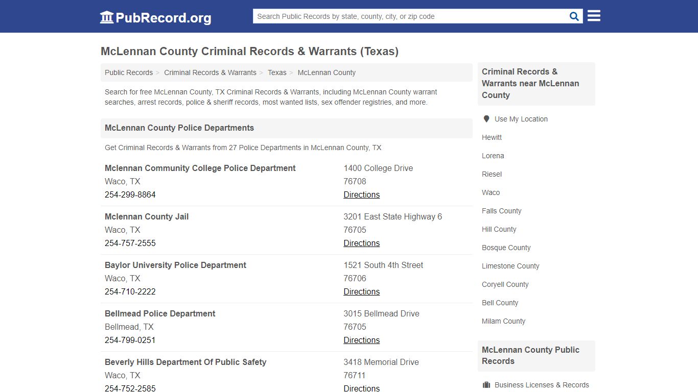 McLennan County Criminal Records & Warrants (Texas)